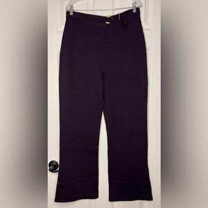 St. John Collection Aubergine Knit Pants w/ Gold Buckle | Size 14 | Santana Knit